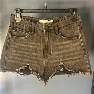 KanCan Black Jean Shorts Distressed Raw Hem